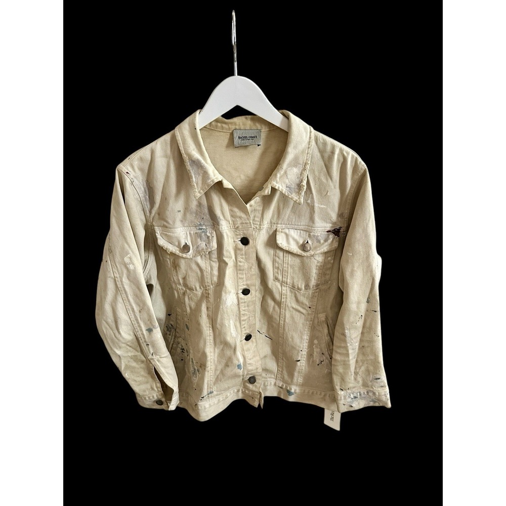 Rachel Comey Women's Art Paint Long Sleeve Button Front Denim Jacket Sz 8